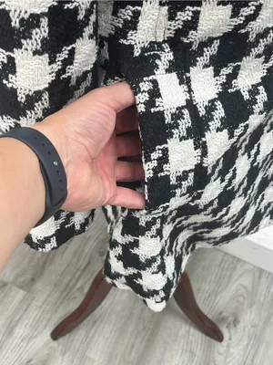 Yoki Collection Women’s Black White Houndstooth Trench Coat Jacket Size Small thumbnail 10