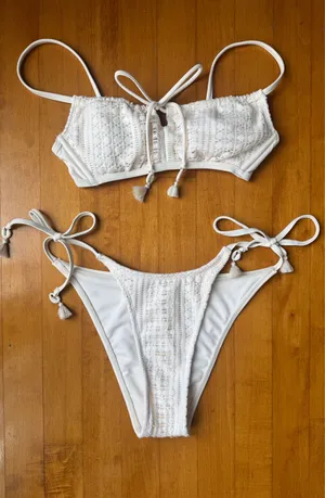 Wild Fable Cream White Boho Crochet Bikini thumbnail 1