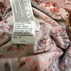 Vintage America Pink Floral Boho Peasant Style Tunic Blouse thumbnail 7