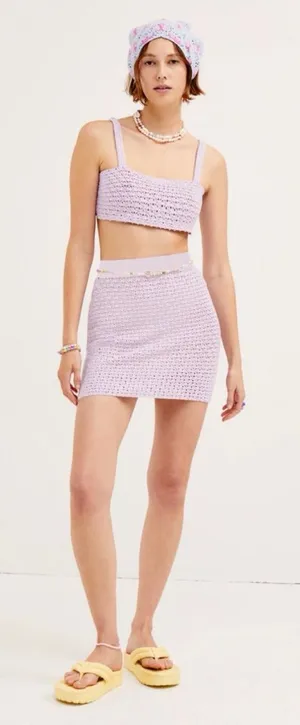 For Love & Lemons Charlotte‎ Purple Knit Bralette S $90 thumbnail 1