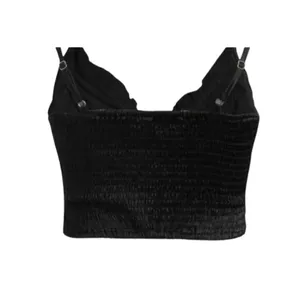 Cider NWT Lace Up Sexy Bustier Corset Eyelet Detail Smock Crop Top Adjustable M Black thumbnail 9