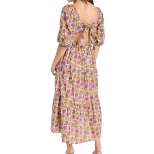 MINKPINK Yasamin Tiered Midi Dress in Pink Yellow Floral M thumbnail 2
