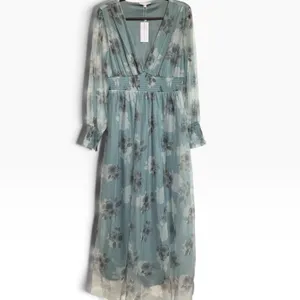 NWT Baltic Born Layla Tulle Maxi Long Sleeve V-Neck Dress Light Blue Floral XL thumbnail 3