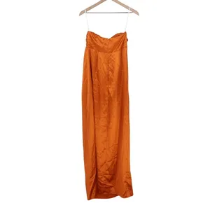 Lulus Memorable Entrance Maxi Dress Womens XS Rust Orange Satin Strapless Fitted thumbnail 10