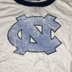 Three Square UNC Tar Heels Women XL Raglan Burnout T-Shirt Navy White Distressed thumbnail 2