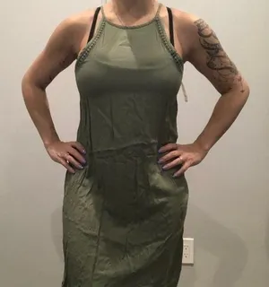 NWT Mudd Womens Small Tank Top Olive‎ Green Dress Midi Knee Length thumbnail 1
