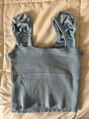 Amazon Blue Knit Crop Top thumbnail 2