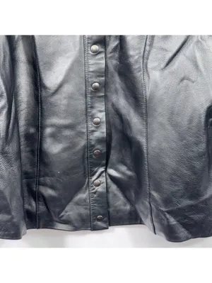 Pamela Dennis L Black Genuine Leather Snap Front Jacket Size L thumbnail 3