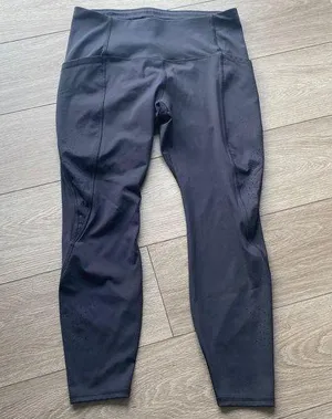 black 7/8 leggings active size large pockets thumbnail 1