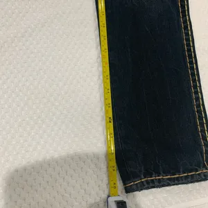 True Religion Women's Dark Blue Skinny Jeans with Yellow Contrast Stitching thumbnail 6