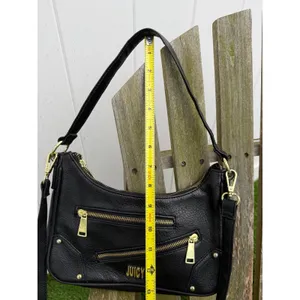 Juicy Couture Black Faux Leather‎ Moto Chic Crossbody Shoulder Bag Zipper NWOT G thumbnail 10