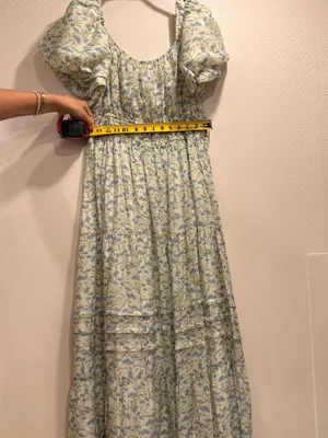 Astr Floral Smocked Maxi Dress in Light Blue and Cream thumbnail 7