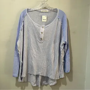 We the Free boho top blue moon combo Size‎ Small Henley New Long Sleeve thumbnail 4