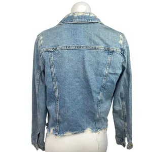 Zara Authentic Denim By TRF Blue Long Sleeve Collared Denim Trucker Jacket Sz S thumbnail 2