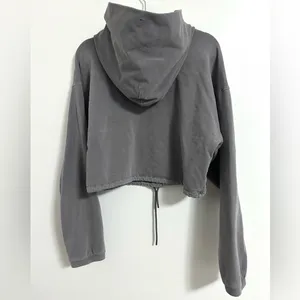 Aritzia The Group by Babaton Weekender Pullover Cinch Cropped Hoodie Gray Small thumbnail 3