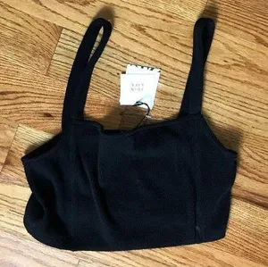 Zara Black Terry Crop Top NWT thumbnail 1