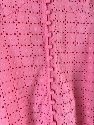 NWT English Factory Broderie Lace Puff Sleeve Mini Dress in Pink Women’s Medium thumbnail 5