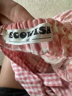 Ecowish Pink gingham halter dress thumbnail 3