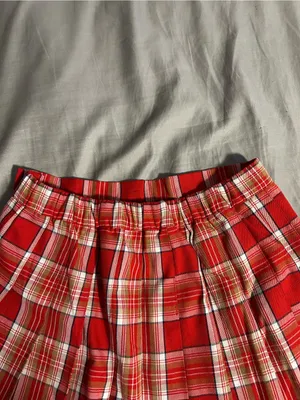 aerie Red Plaid Pleated Mini Skirt Size M thumbnail 3
