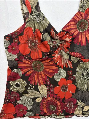 fashion bug size XL retro Floral V-Neck Women's Camisole tank floral y2k thumbnail 2