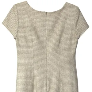 90s Vintage Tweed Mini Dress Short Sleeve Ribbon & Bow Size 6 Coquette Girl thumbnail 6