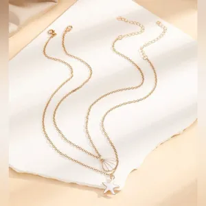 2 piece shell and starfish necklaces White thumbnail 2