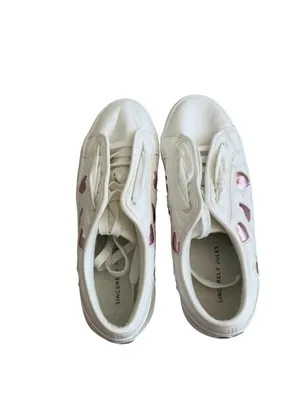 SINCERELY JULES Tag Pink White Heart Print Sneakers Size 8.5 thumbnail 6