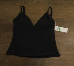 NWT Cece Womens La Vie a La Mer Plunge Neck Tankini Top Swim 25CC15319T Black L thumbnail 1