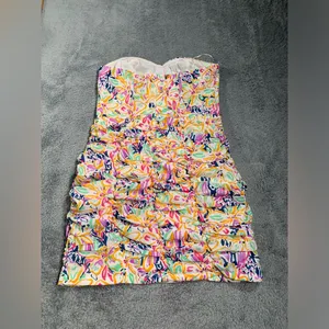 Hello Molly summer for love Multicolor floral Strapless Mini Dress small/4 thumbnail 7