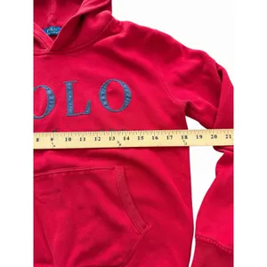 Polo Ralph Lauren Hoodie Womens XS Red Big Spell Out‎ Fleece Sweatshirt #K7-1 thumbnail 3