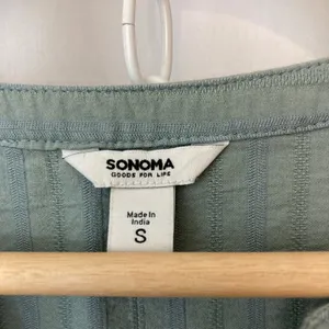 Sonoma Small Womens Dress Teal Green Blue Button V-Neck Short Dolman Sleeve Mini thumbnail 6