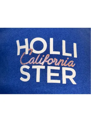 Women's Hollister Crop Sweatshirt Size S Blue White Logo Crewneck thumbnail 3