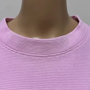Fletch Pink Ribbed Crewneck 100% Cotton Slightly Cropped Long Sleeve Top size S thumbnail 4