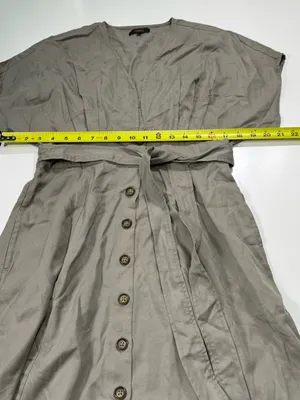 Quince 100% Lyocell Vintage Wash Tencel Button Front Dress in Olive NWOT thumbnail 4