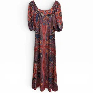 NWT Farm Rio‎ Macaw Arabesque Maxi Dress Puff Sleeve Boho Colorful Tropical XS thumbnail 5