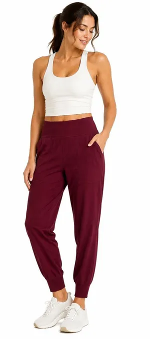 Lululemon Womens Size 8 Burgundy Jogger Pants Stretch Athletic Lounge Pockets thumbnail 1