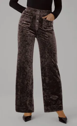 Halara Wide-Leg Faux Crushed Velvet Pull-on Pants thumbnail 1
