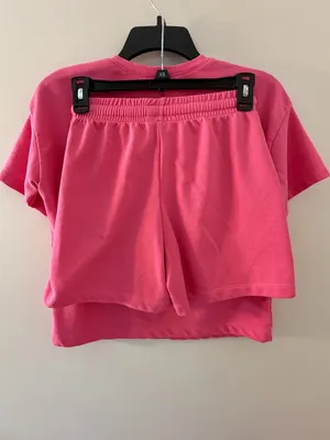 Bright Pink Matching Lounge Set – Top & Shorts, size XXS thumbnail 5