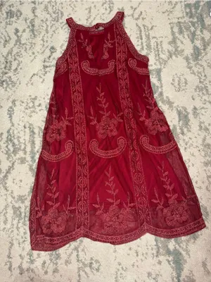 Altar’d State Burgundy Embroidered Lace Cocktail Dress Size Small thumbnail 2
