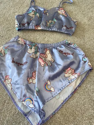 SheIn Lilac Cartoon Pajama Set thumbnail 2