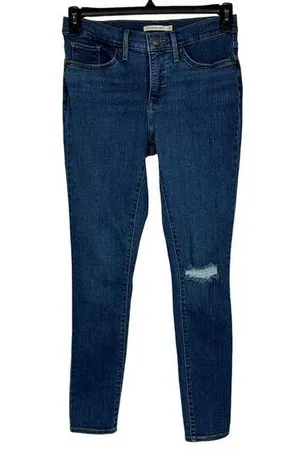 Levi’s SZ 28 - 311 Shaping Skinny Jeans Distressed Mid-Rise Stretch Blue Womens thumbnail 1