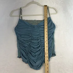 Y2K Vintage S‎ Small Babydoll Camisole Top Ruched Lace Tank Bella Swan Coquette thumbnail 8