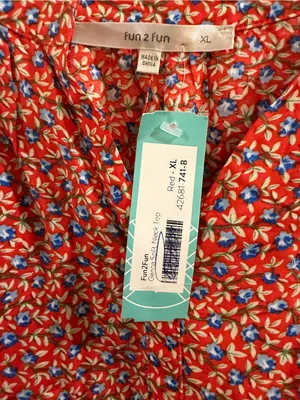 fun 2 fun Red Floral Short-Sleeve Blouse with Blue & White Accents thumbnail 4