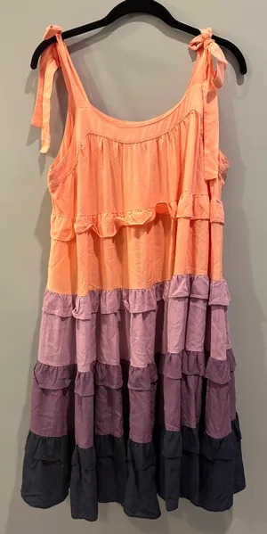 Easel Ruffle Ombre Bow Tie Strap Dress thumbnail 2