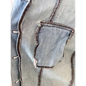 Vintage Guess Jeans USA Y2K Denim‎ Mini Dress Distressed Shacket 7 AS IS thumbnail 12