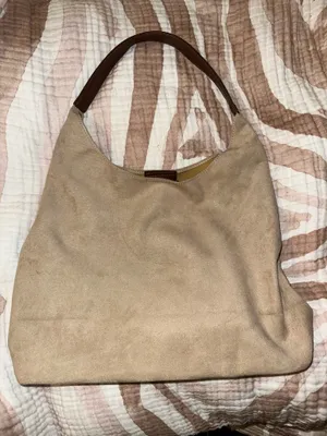 New Faux Suede Slouchy Hobo Bag & Pouch Multiple: Colors:tan Faux Suede Bag Faux Leather Pouch thumbnail 3