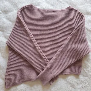 Anthropologie Ribbed Knit Sweater M Oversized Asymmetrical Mauve Purple Pullover thumbnail 8