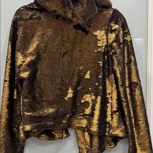 Free People Women's Terracotta Fully Sequin Hooded Jacket Glam Bronze Size XS thumbnail 11
