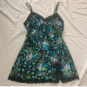 Victoria’s Secret Y2K Satin Floral Slip Dress Lace Trim Size Medium thumbnail 1