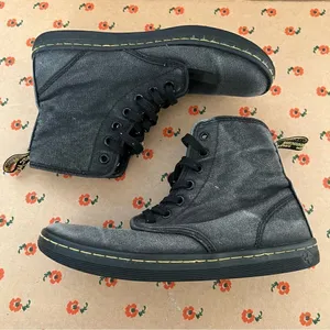 ✨ Dr.‎ Martens Doc Martens Women’s Black Gray Canvas Shoes 7 thumbnail 9